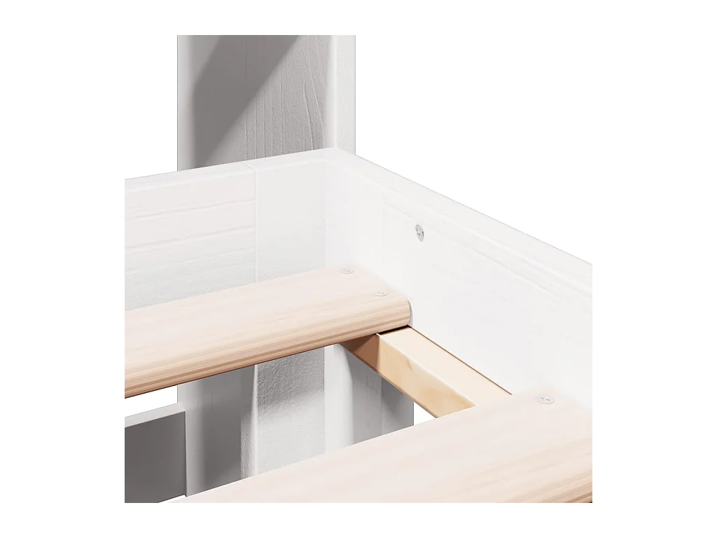 Lit bibliothèque sans matelas blanc 140x190 cm bois pin massif
