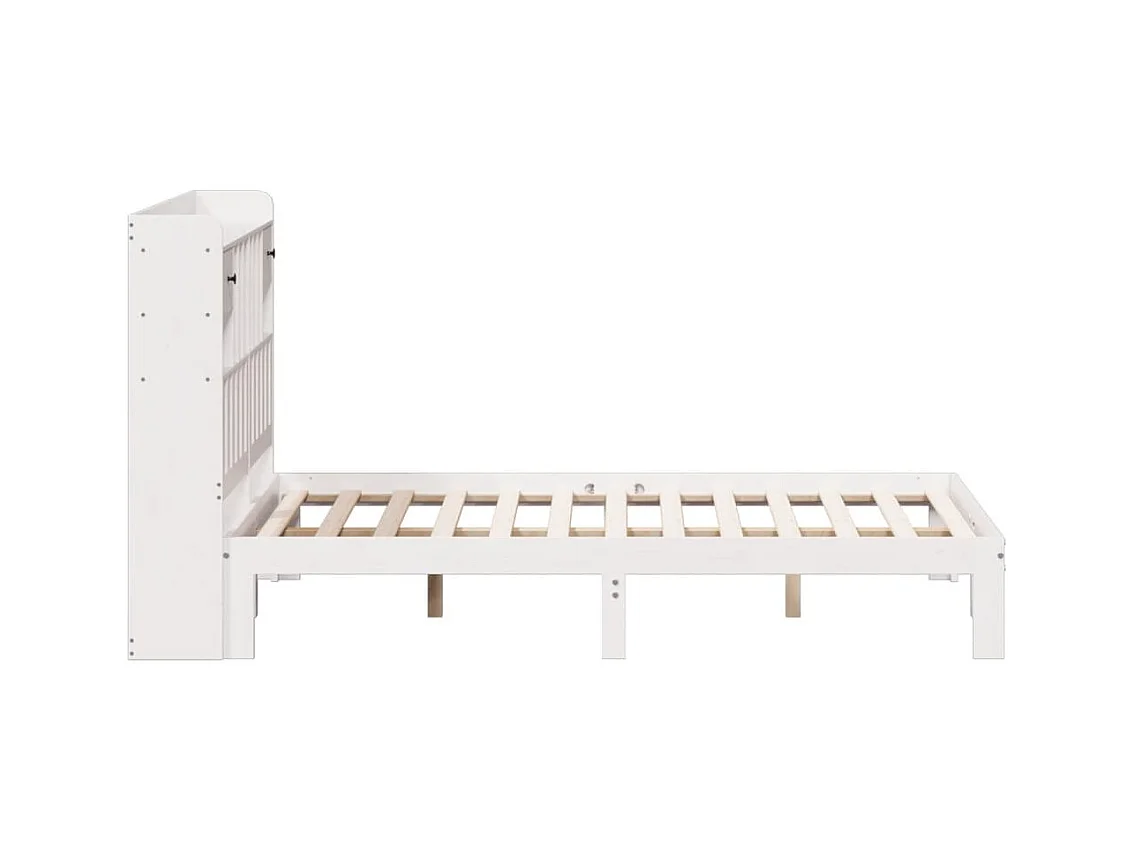 Lit bibliothèque sans matelas blanc 140x190 cm bois pin massif