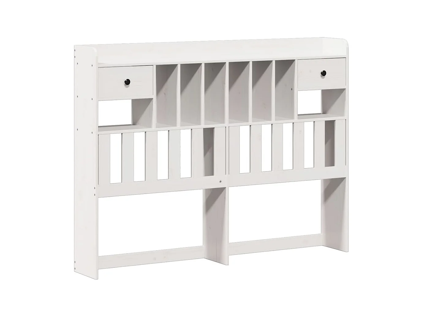 Lit bibliothèque sans matelas blanc 140x190 cm bois pin massif