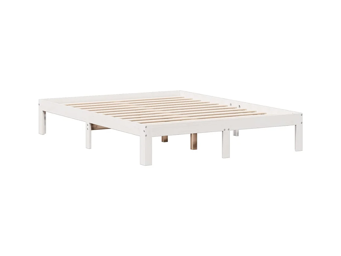 Lit bibliothèque sans matelas blanc 140x190 cm bois pin massif