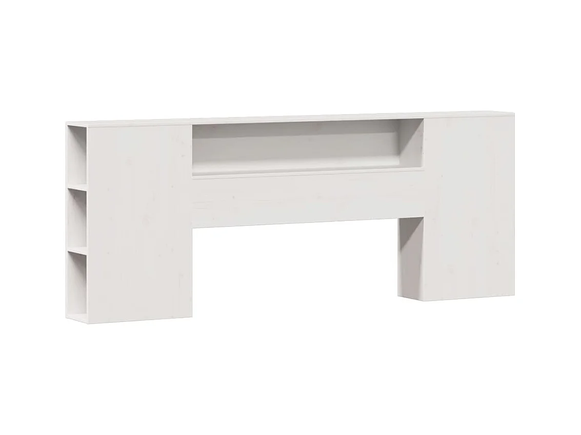 Lit bibliothèque sans matelas blanc 200x200 cm bois pin massif