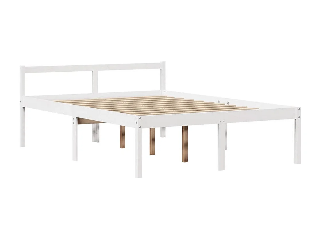 Lit bibliothèque sans matelas blanc 150x200 cm bois pin massif