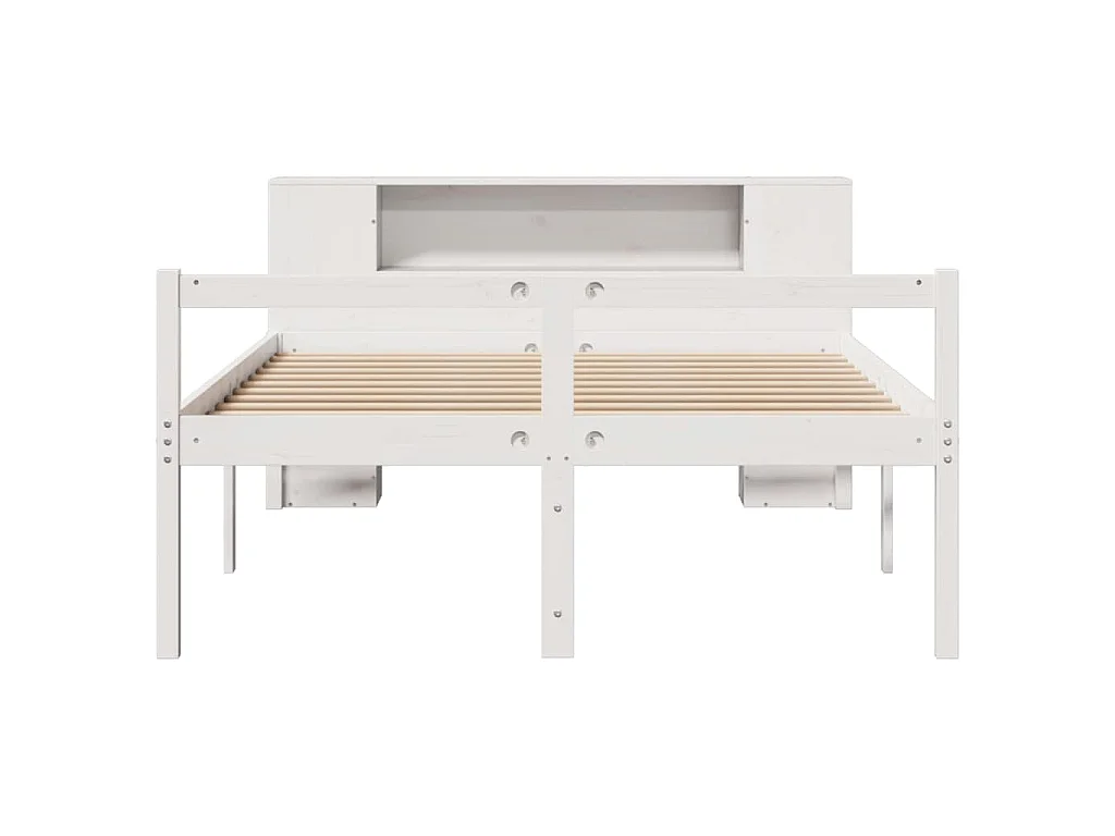 Lit bibliothèque sans matelas blanc 150x200 cm bois pin massif