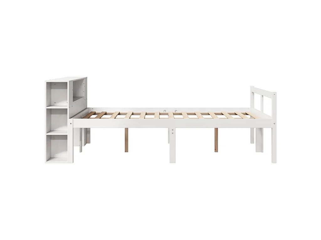 Lit bibliothèque sans matelas blanc 150x200 cm bois pin massif