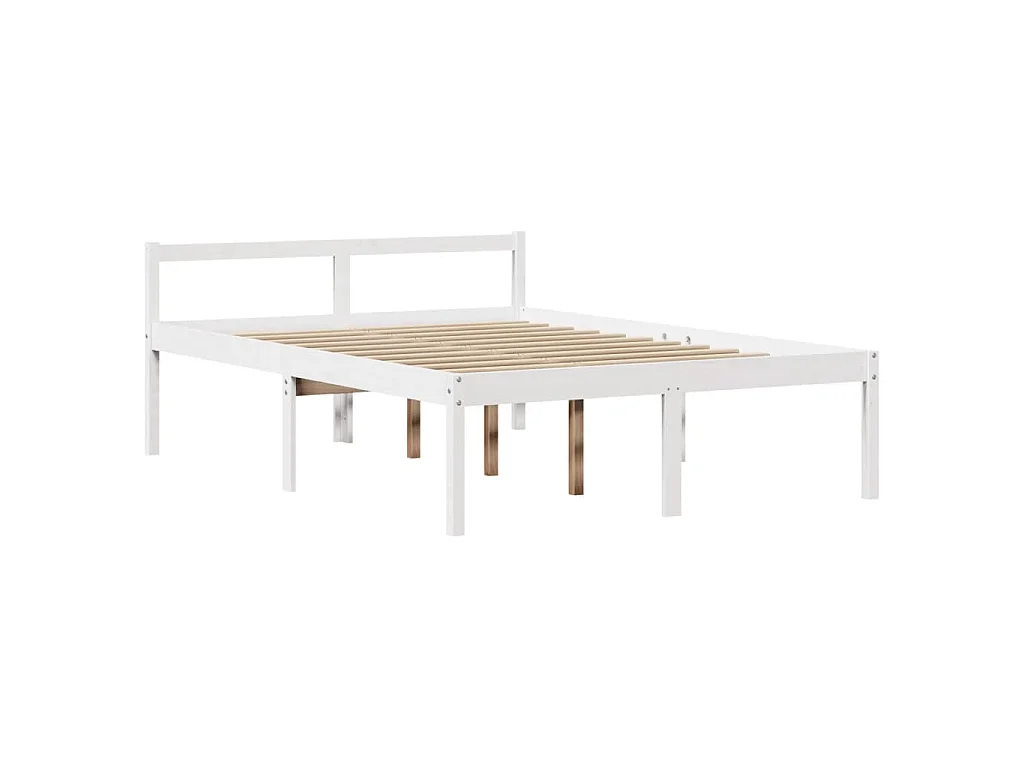 Lit bibliothèque sans matelas blanc 150x200 cm bois pin massif