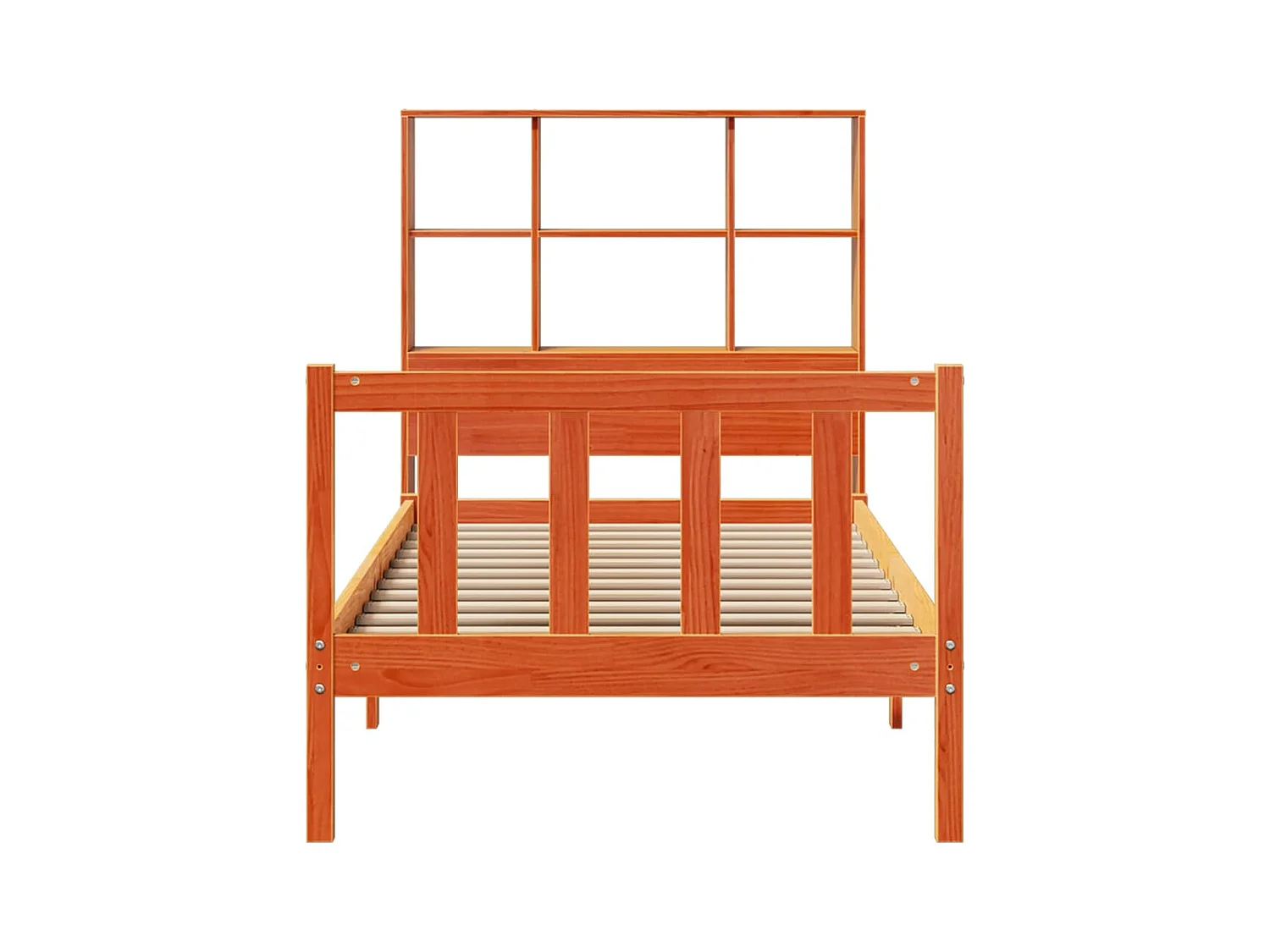 Lit bibliothèque sans matelas cire marron 100x200 cm pin massif