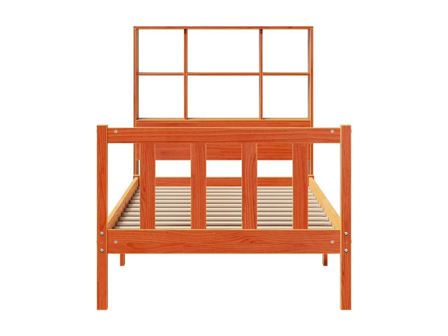 Bed met boekenkast zonder matras grenenhout wasbruin 100x200 cm