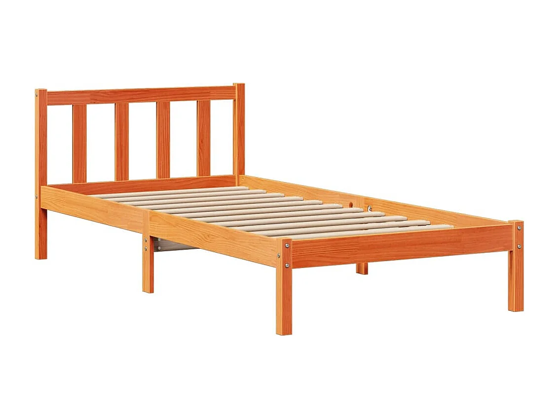 Bed met boekenkast zonder matras grenenhout wasbruin 100x200 cm