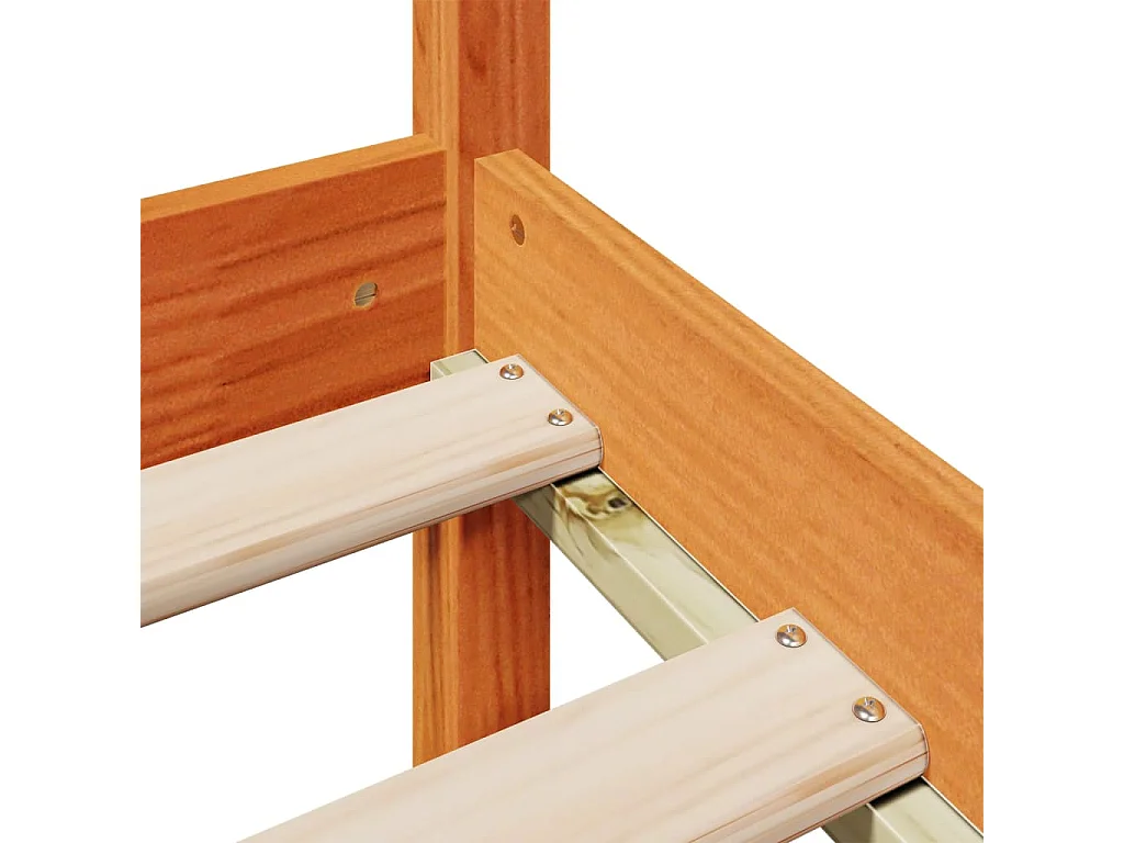 Bed met boekenkast zonder matras grenenhout wasbruin 100x200 cm