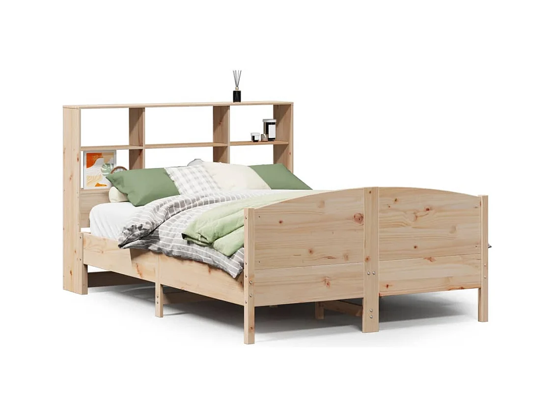 Cama com estante sem colchão 140x200 cm pinho maciço