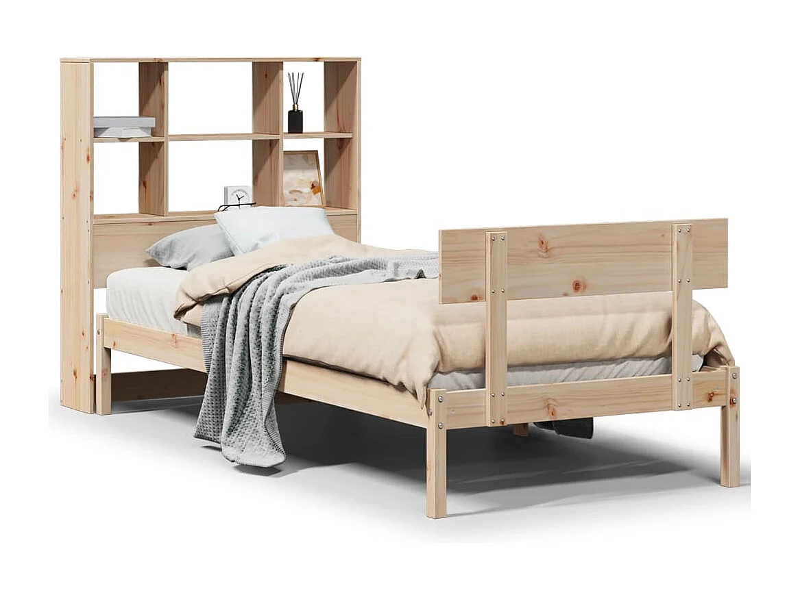 Massivholzbett mit Regal ohne Matratze 90x200 cm Kiefernholz