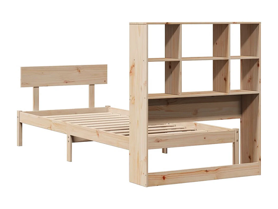 Massivholzbett mit Regal ohne Matratze 90x200 cm Kiefernholz