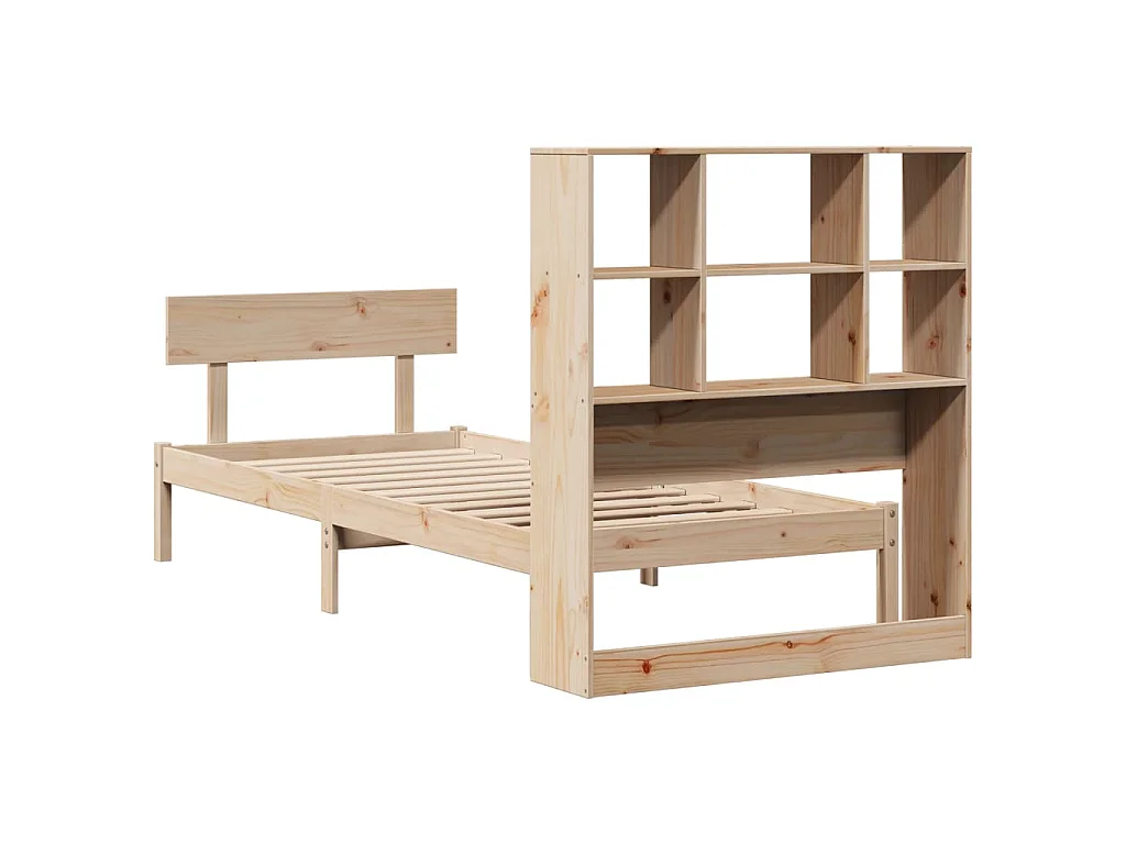 Letto Libreria senza Materasso 90x200 cm Legno Massello Pino