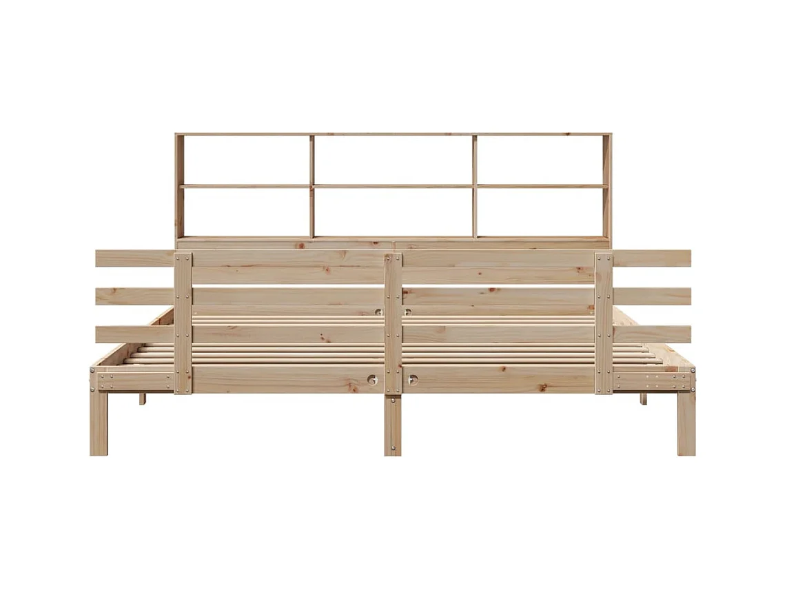 Lit bibliothèque sans matelas 180x200 cm bois massif de pin