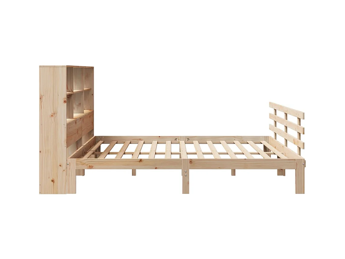Lit bibliothèque sans matelas 180x200 cm bois massif de pin
