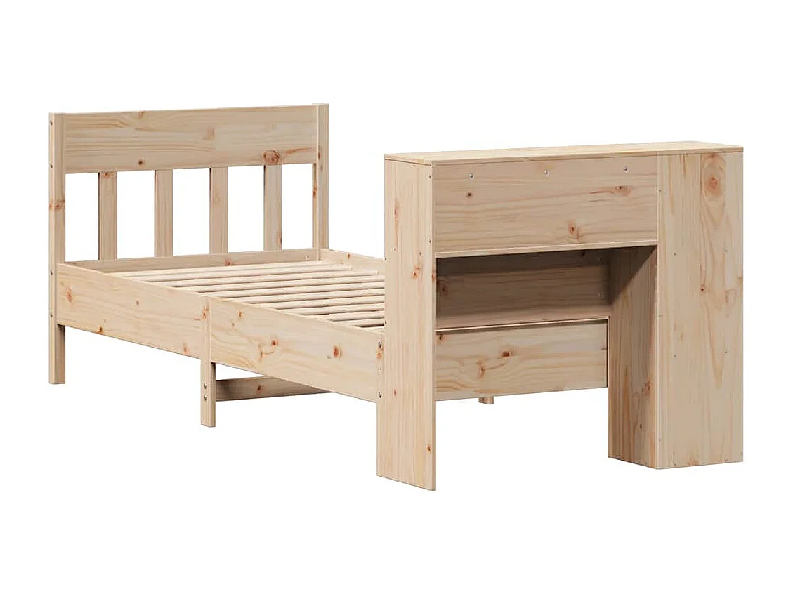 Bed met boekenkast zonder matras massief grenenhout 75x190 cm