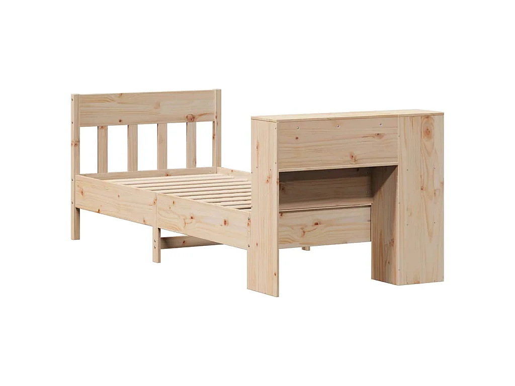 Lit bibliothèque sans matelas 75x190 cm bois de pin massif