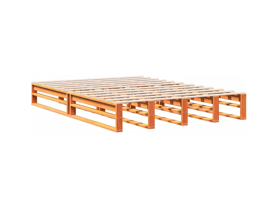 Massivholzbett mit Regal ohne Matratze Wachsbraun 150x200 cm