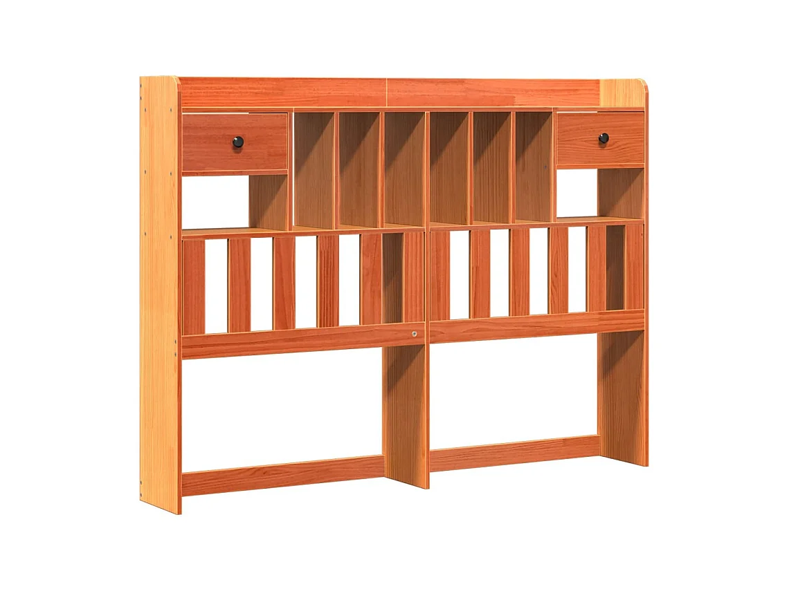 Massivholzbett mit Regal ohne Matratze Wachsbraun 150x200 cm