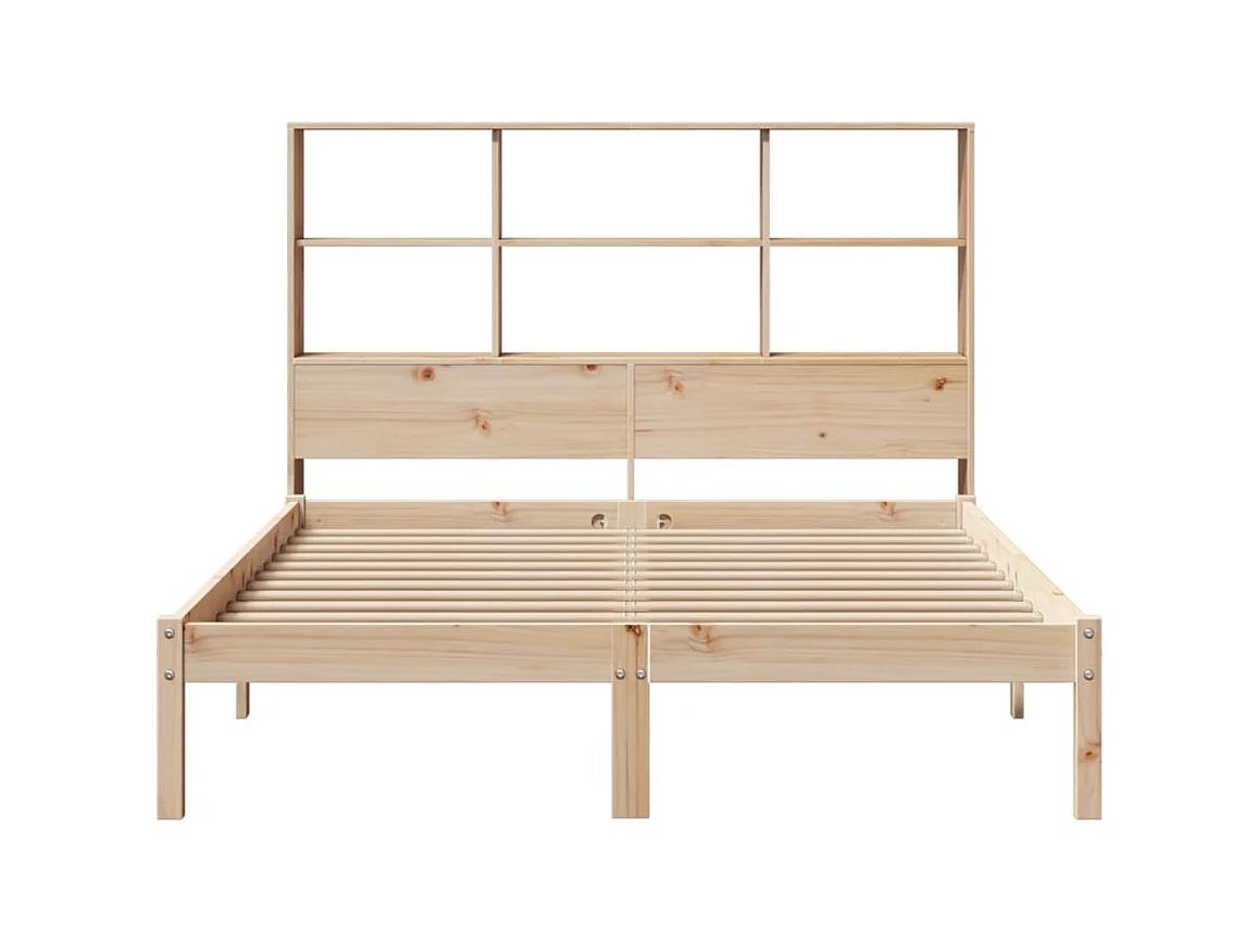 Lit bibliothèque sans matelas 135x190 cm bois de pin massif