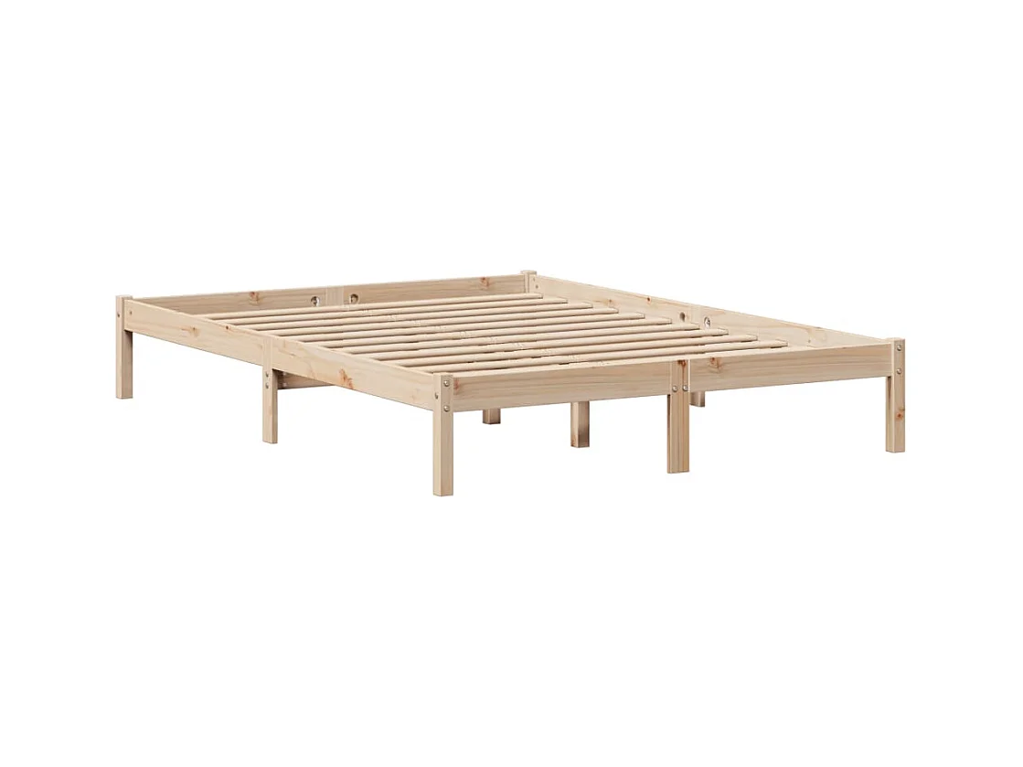 Lit bibliothèque sans matelas 135x190 cm bois de pin massif