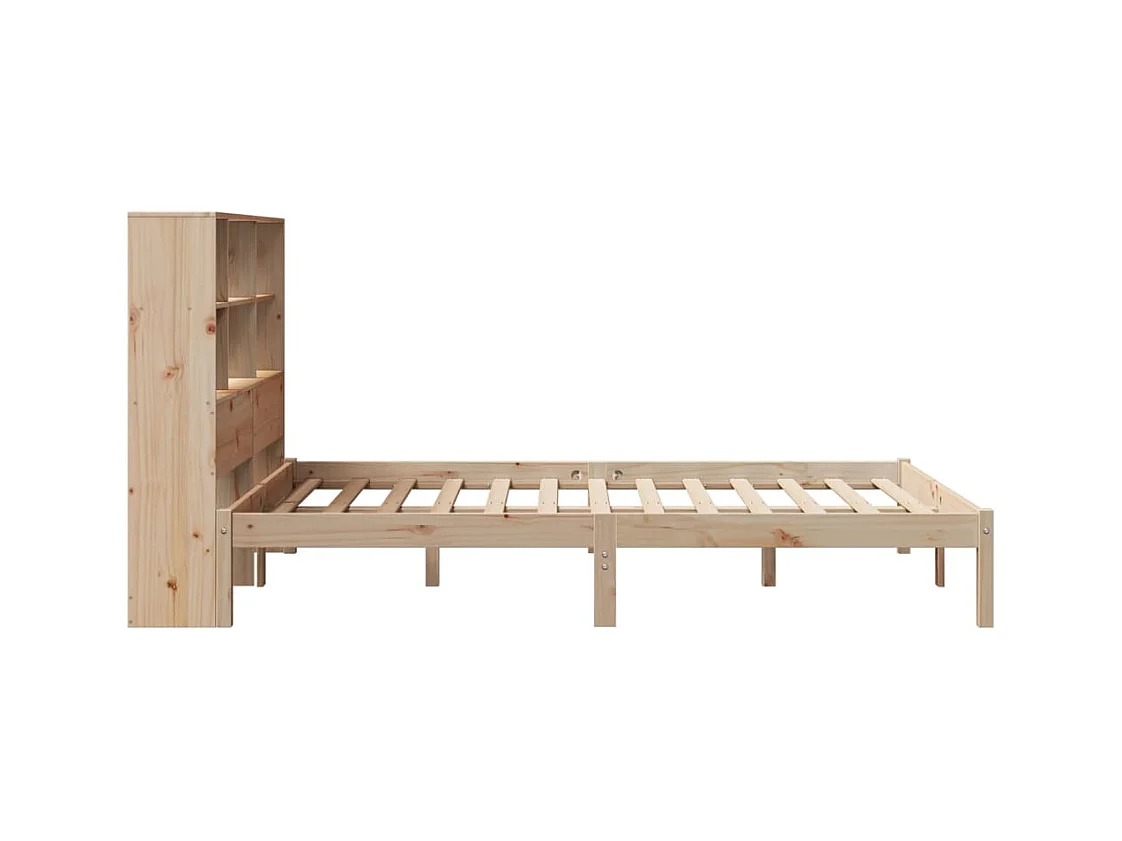 Lit bibliothèque sans matelas 135x190 cm bois de pin massif