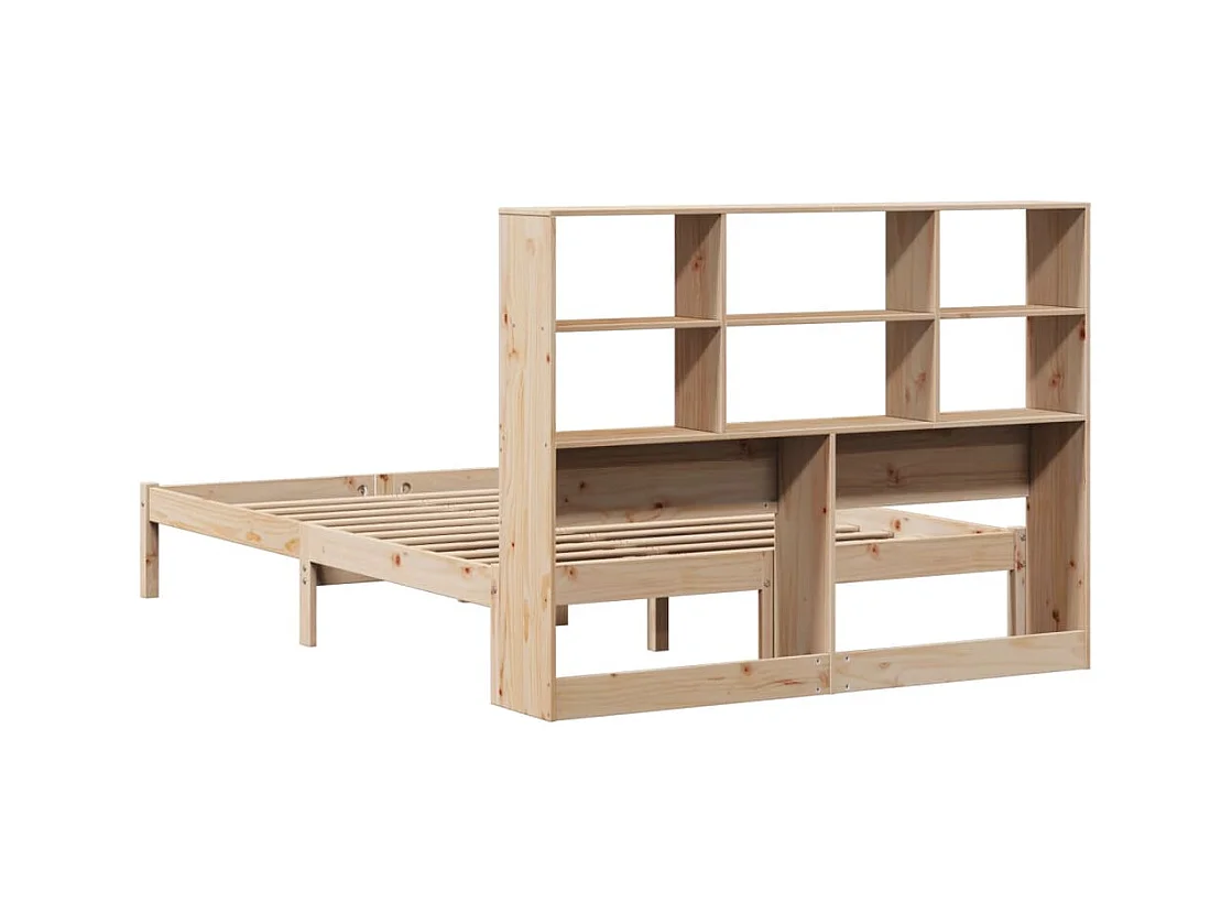 Lit bibliothèque sans matelas 135x190 cm bois de pin massif
