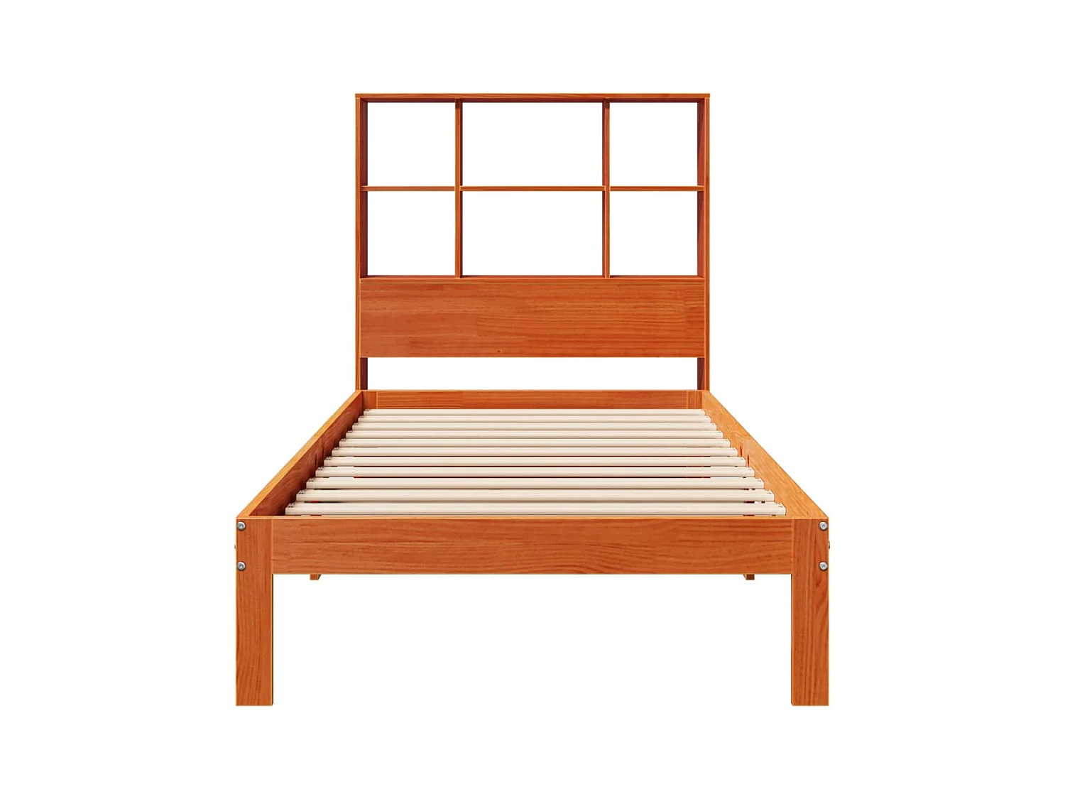 Massivholzbett mit Regal ohne Matratze Wachsbraun 100x200 cm