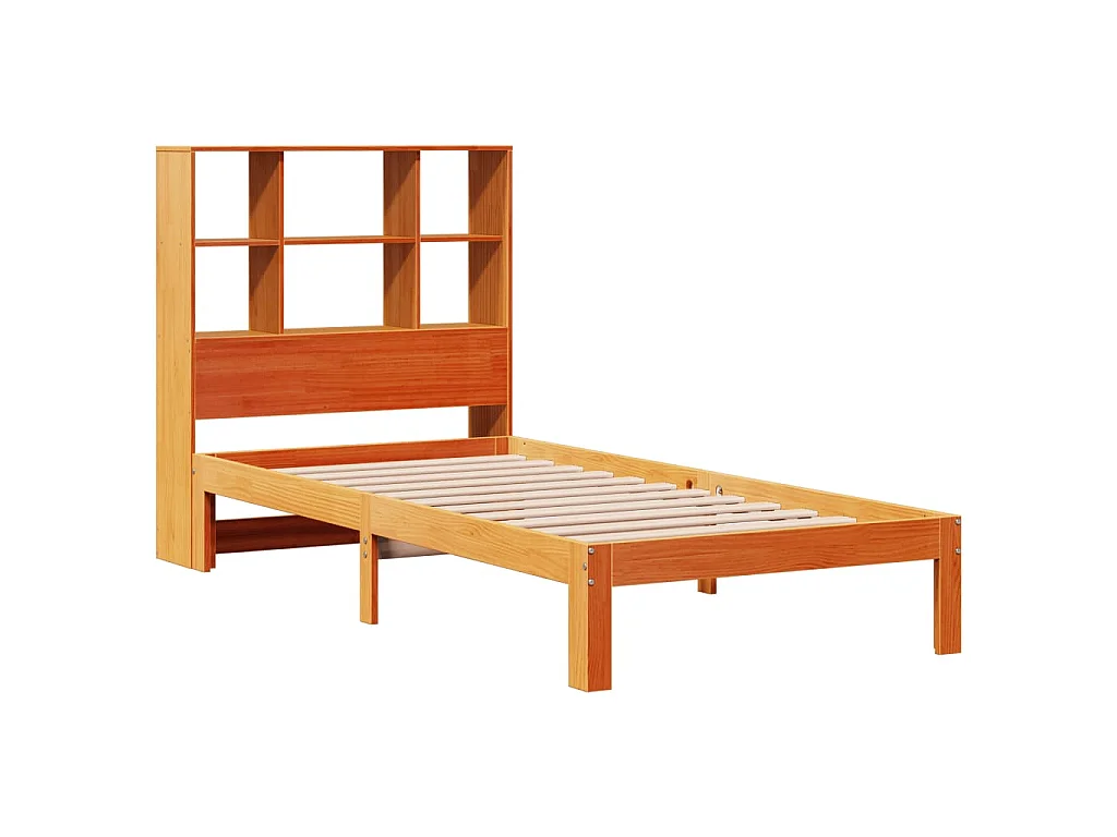 Letto Libreria senza Materasso Marrone Cera 100x200 cm in Pino
