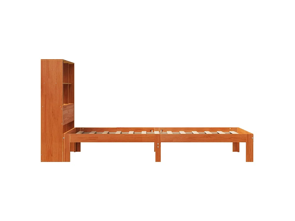 Letto Libreria senza Materasso Marrone Cera 100x200 cm in Pino