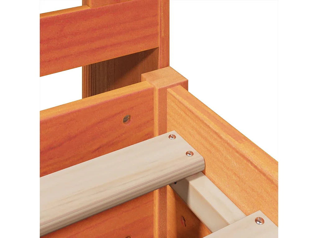 Lit bibliothèque sans matelas cire marron 200x200 cm pin massif