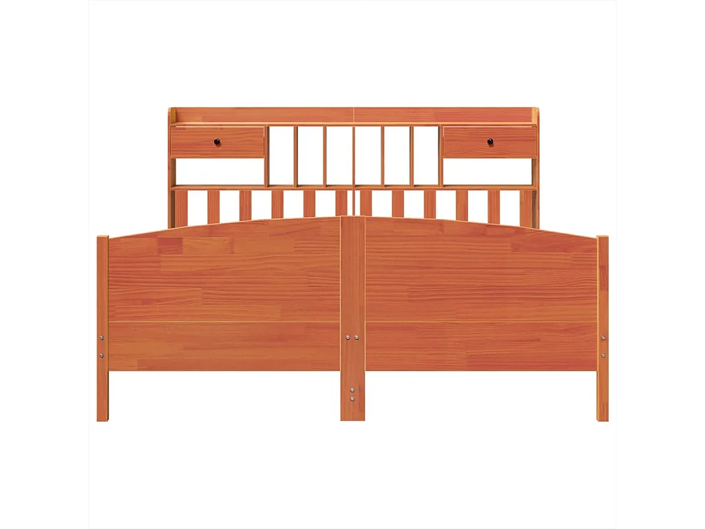 Massivholzbett mit Regal ohne Matratze Wachsbraun 200x200 cm