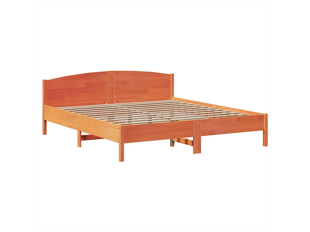 Massivholzbett mit Regal ohne Matratze Wachsbraun 200x200 cm