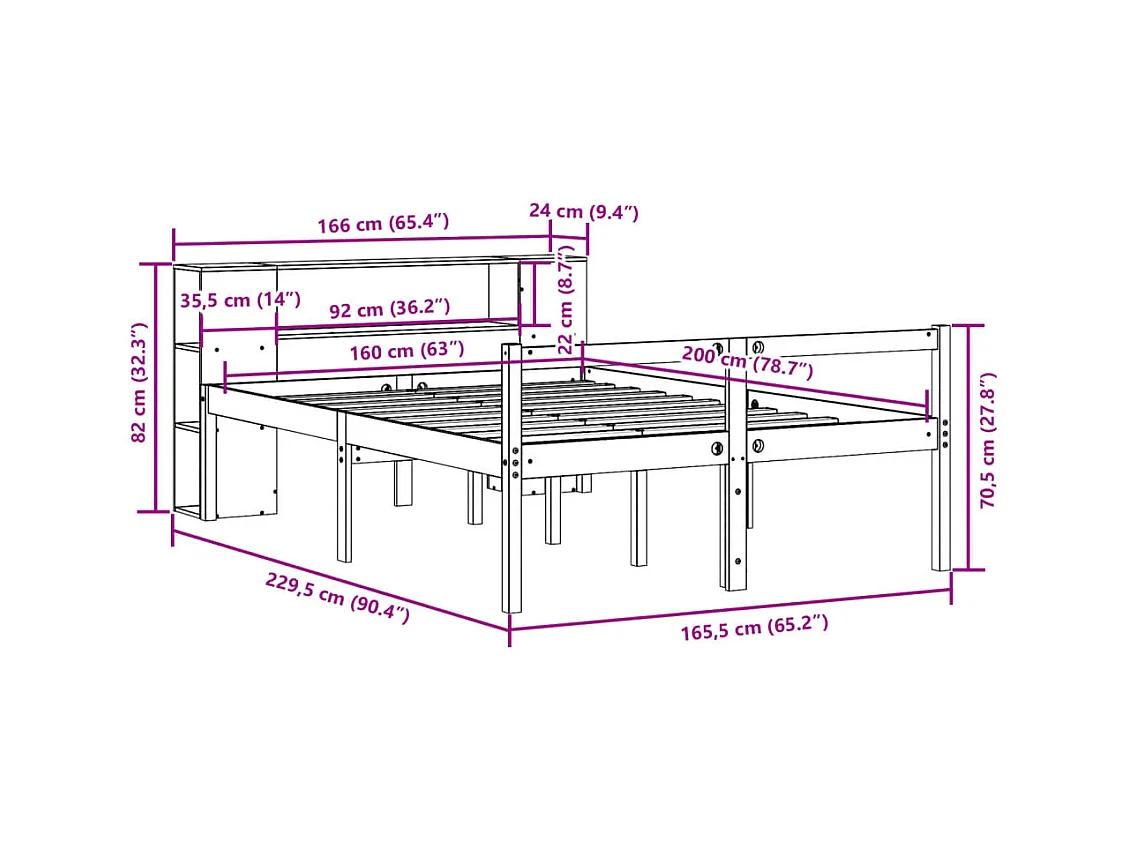 Massivholzbett ohne Matratze Wachsbraun 160x200 cm Massivholz