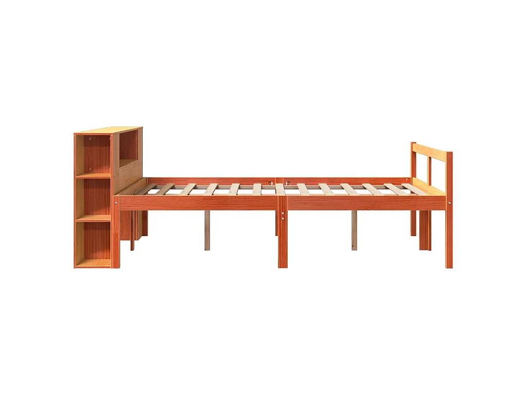 Letto Libreria senza Materasso Marrone Cera 160x200 cm Legno