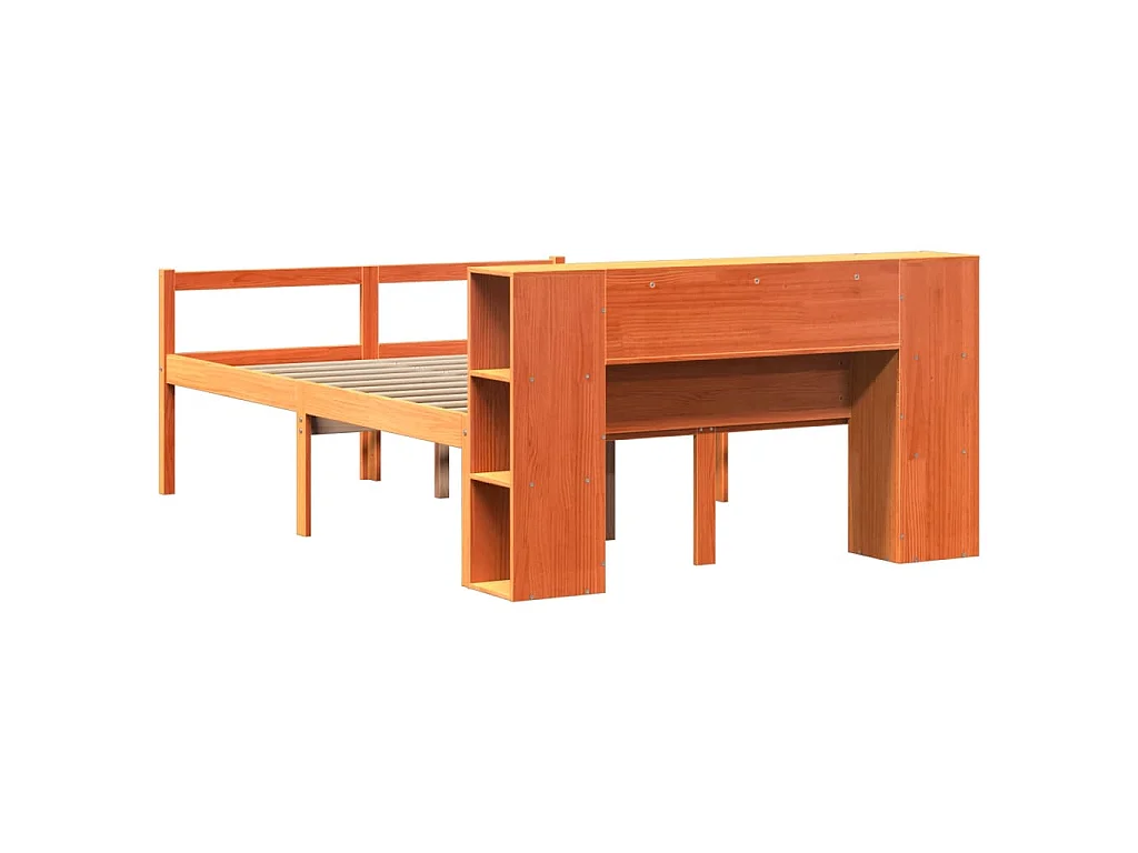 Letto Libreria senza Materasso Marrone Cera 160x200 cm Legno