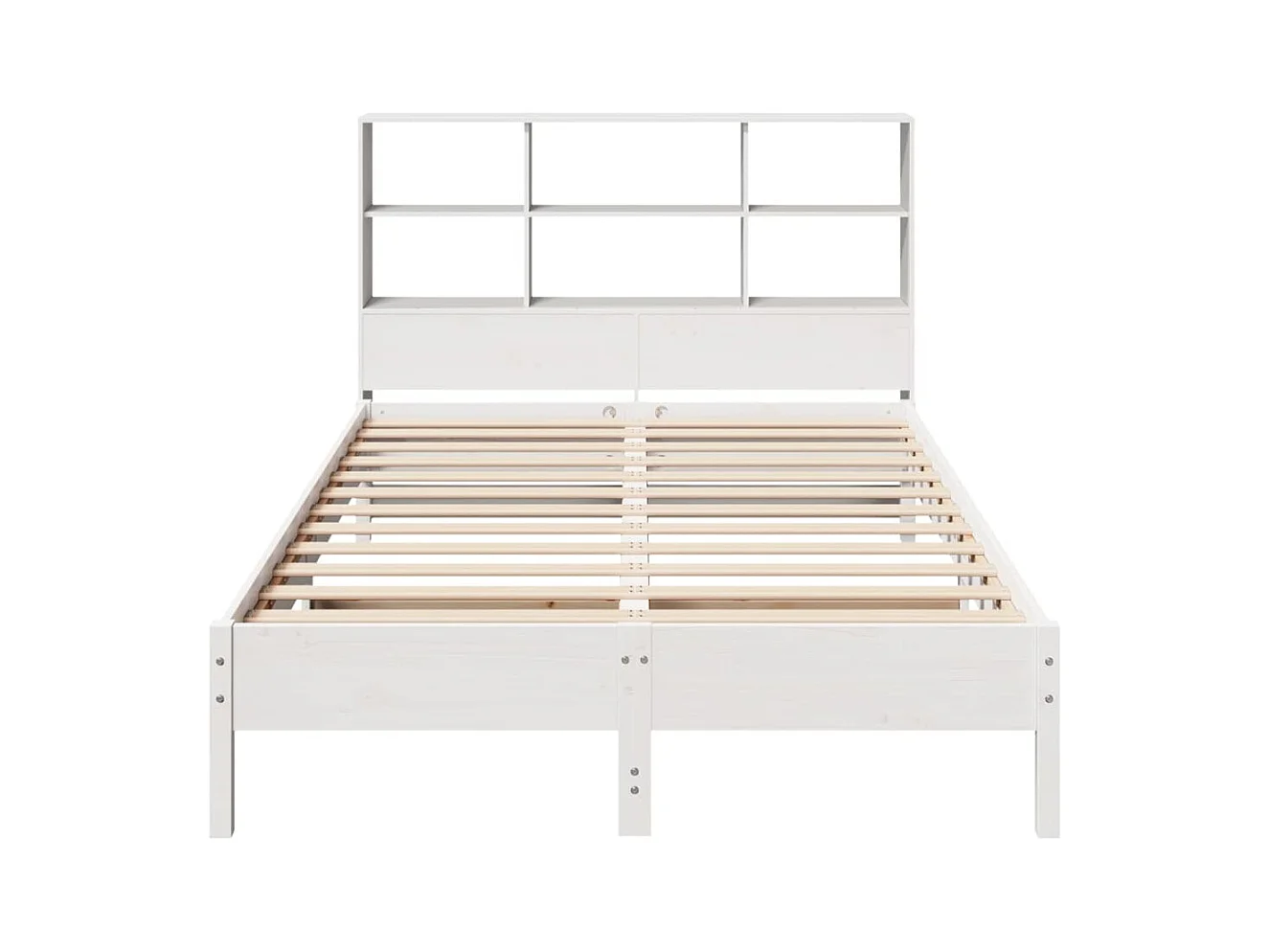 Lit bibliothèque sans matelas blanc 120x190 cm bois pin massif