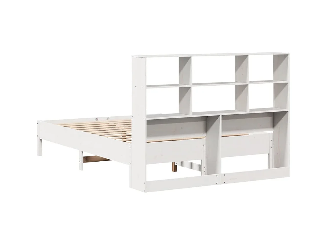 Lit bibliothèque sans matelas blanc 120x190 cm bois pin massif