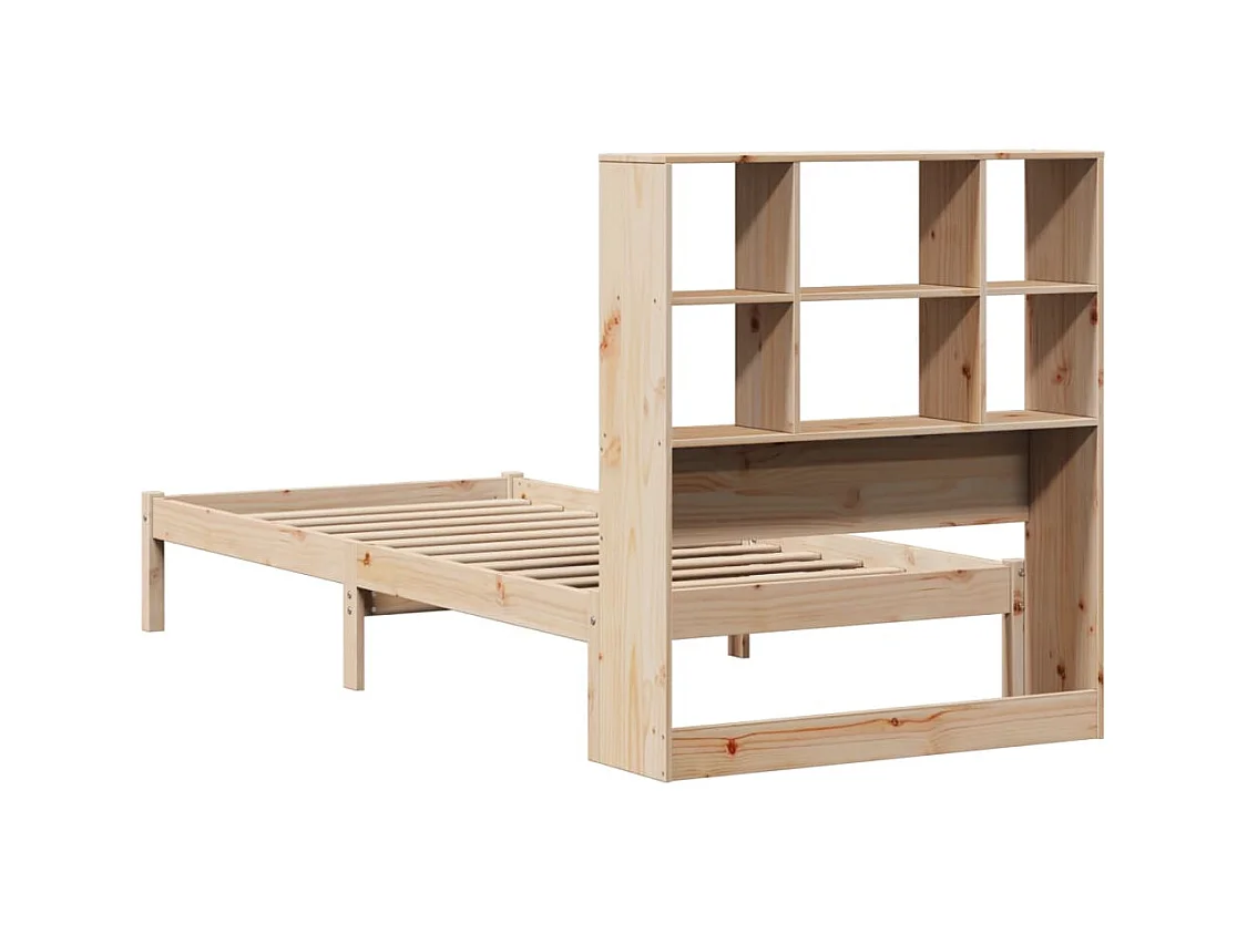 Lit bibliothèque sans matelas 90x200 cm bois de pin massif