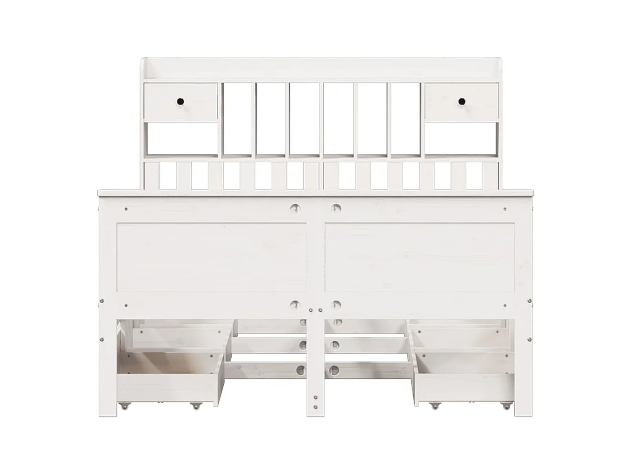 Massivholzbett mit Regal ohne Matratze Weiß 140x200 cm Kiefer