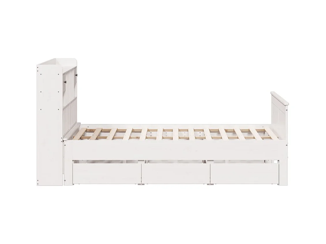 Massivholzbett mit Regal ohne Matratze Weiß 140x200 cm Kiefer