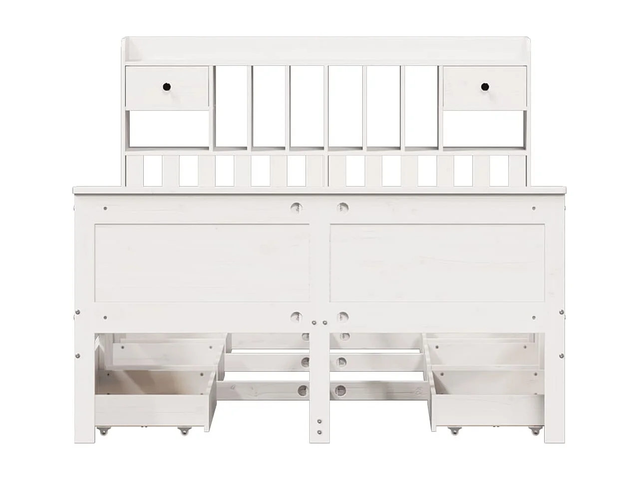Bed met boekenkast zonder matras grenenhout wit 140x200 cm