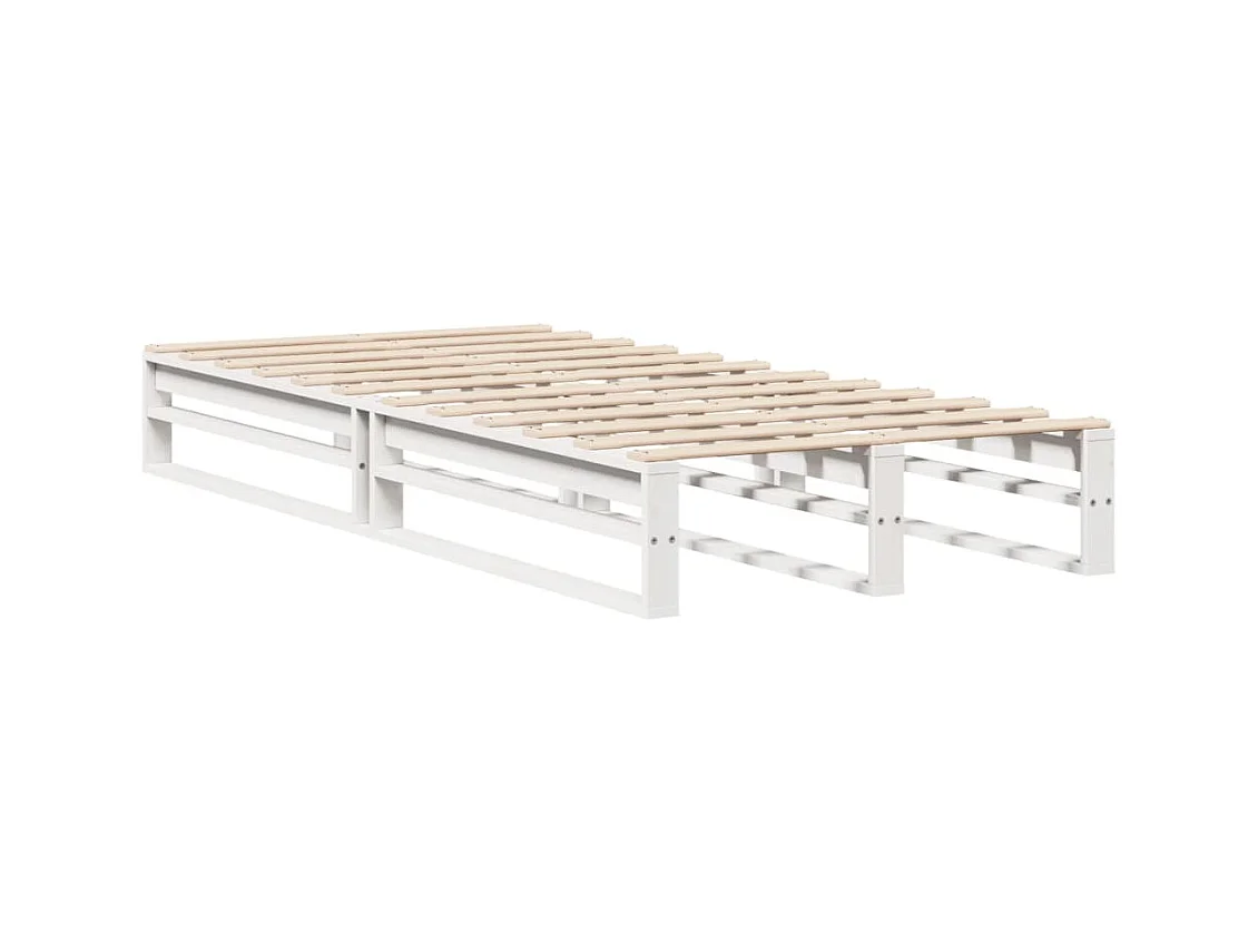 Lit bibliothèque sans matelas blanc 75x190 cm bois massif