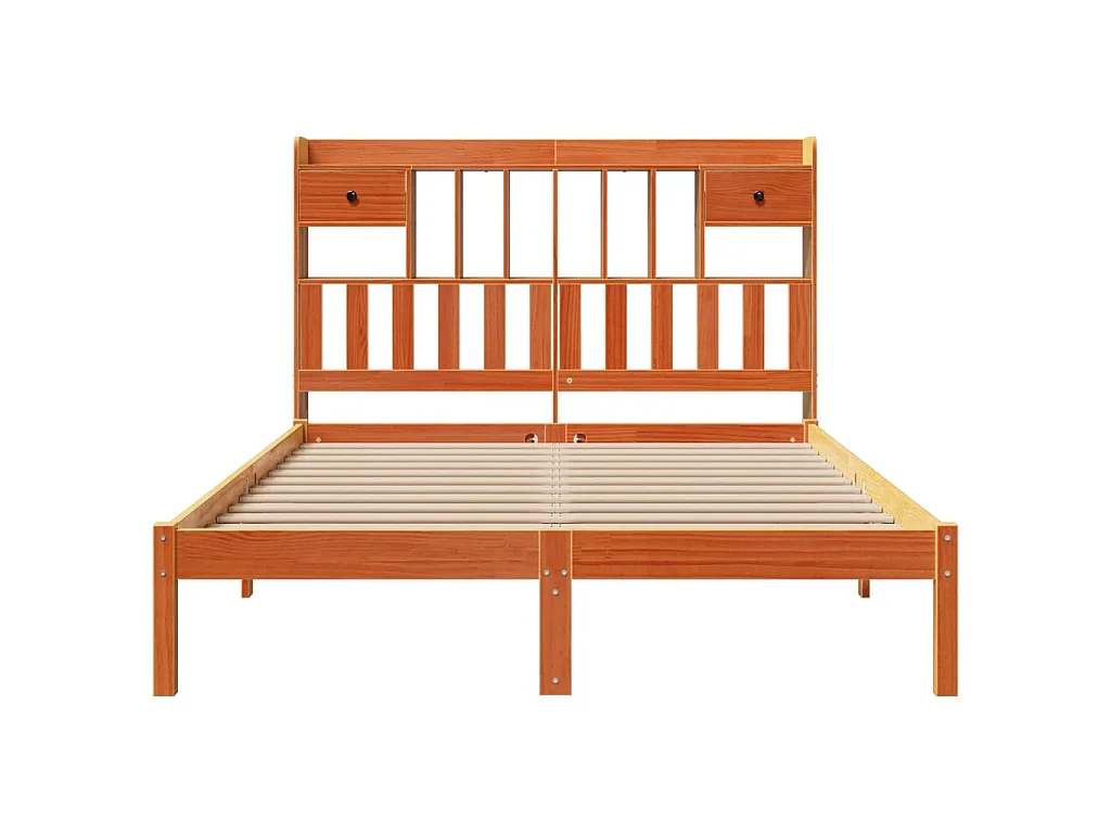 Letto Libreria senza Materasso Marrone Cera 150x200 cm in Pino