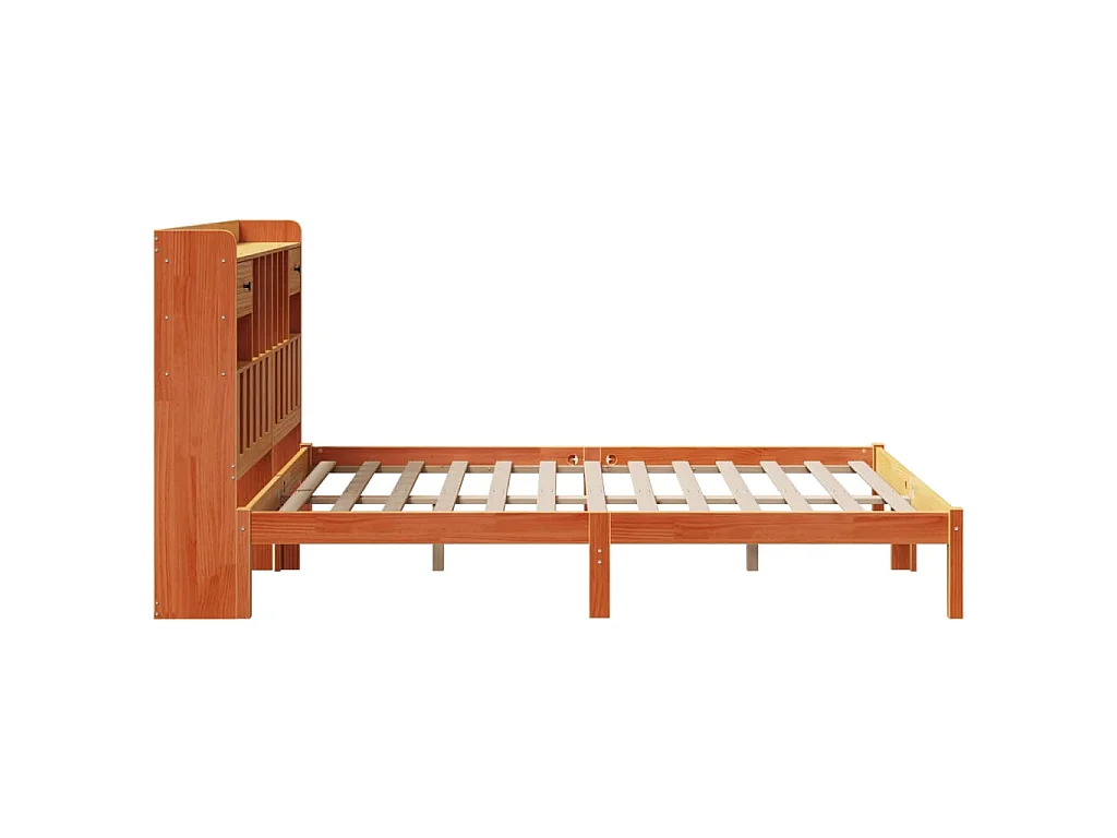 Letto Libreria senza Materasso Marrone Cera 150x200 cm in Pino