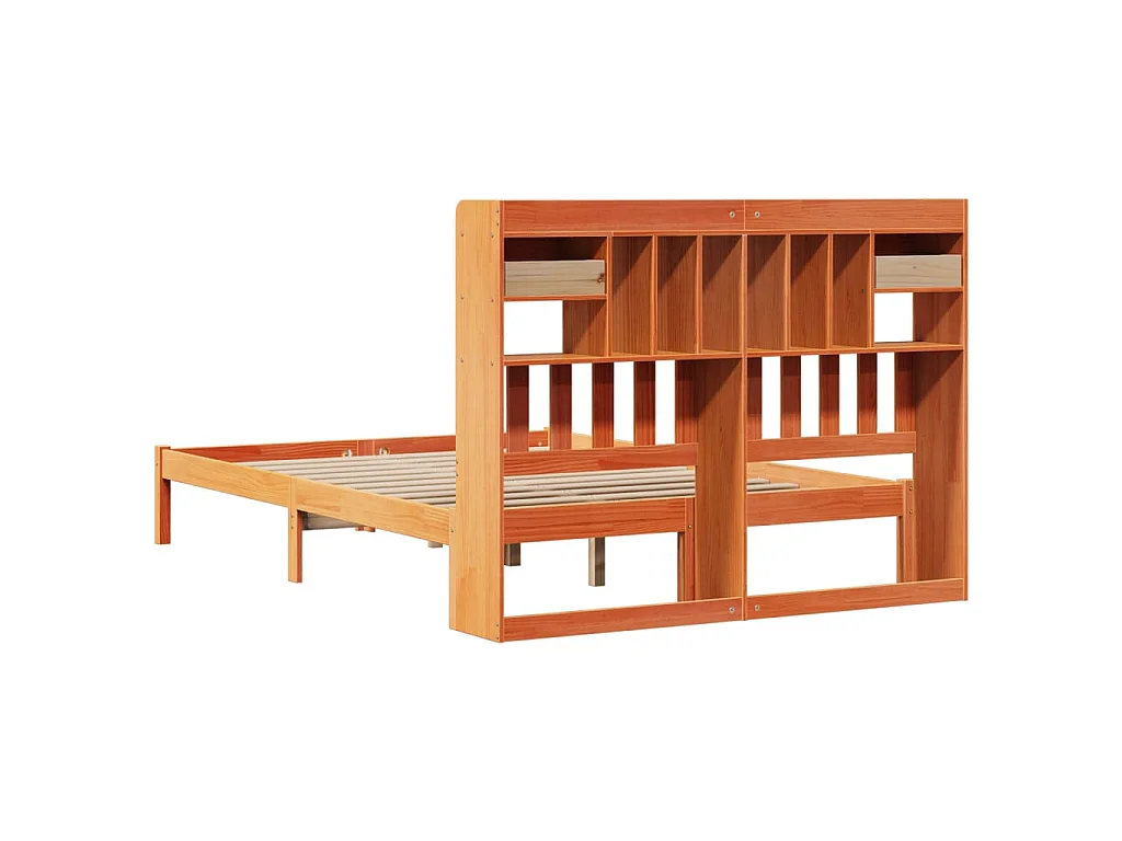 Letto Libreria senza Materasso Marrone Cera 150x200 cm in Pino