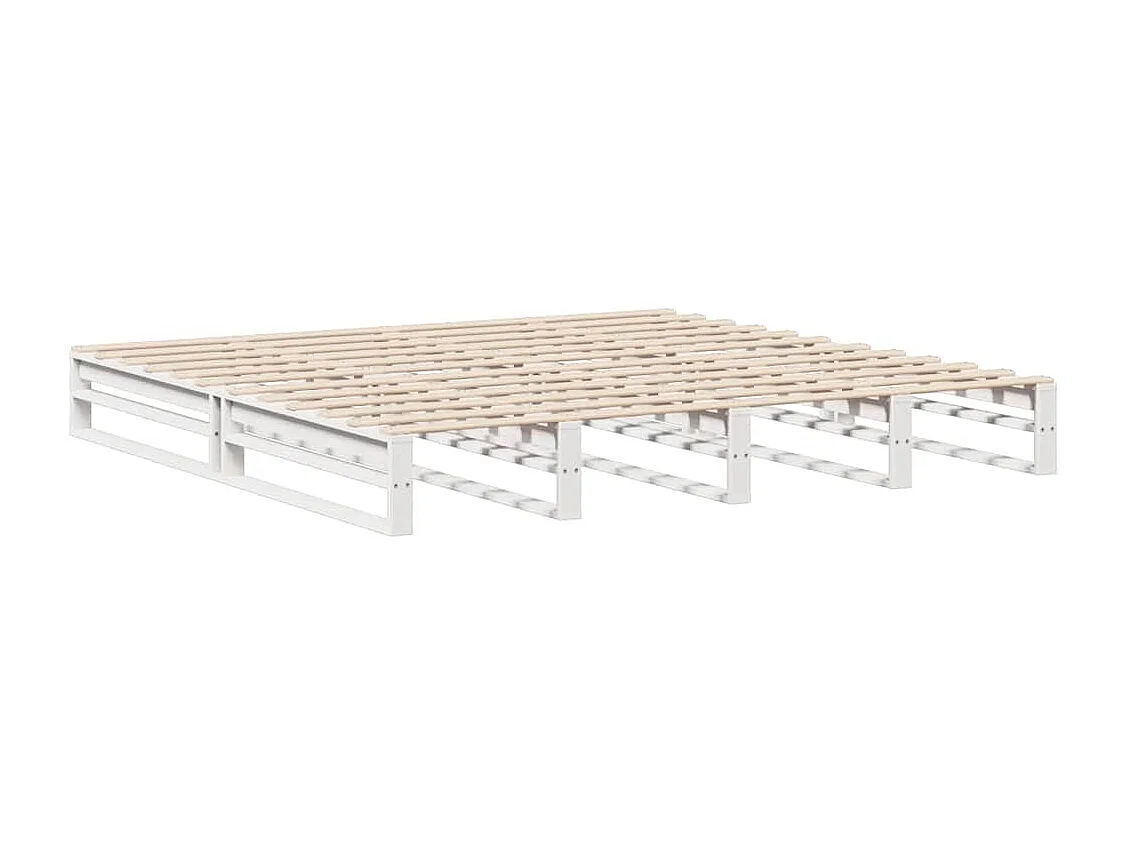 Lit bibliothèque sans matelas blanc 200x200 cm bois massif