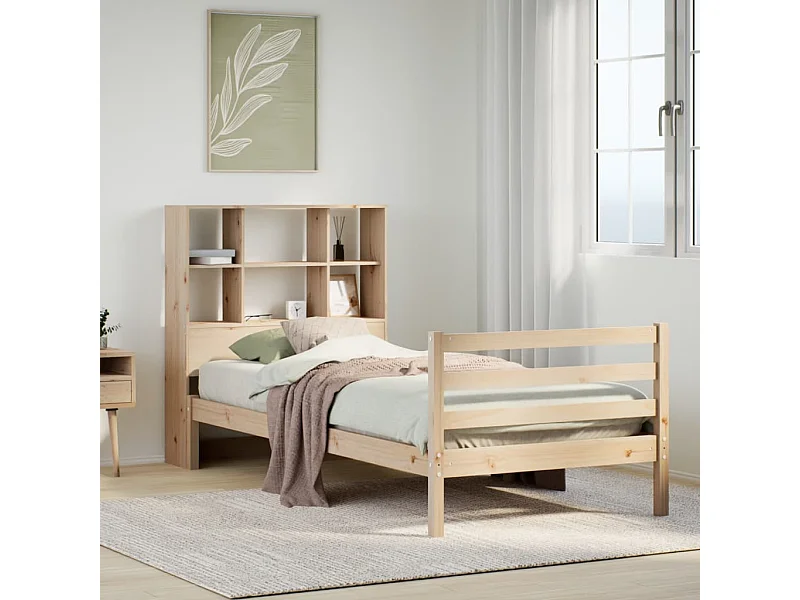 Letto Libreria senza Materasso 90x190 cm Legno Massello Pino