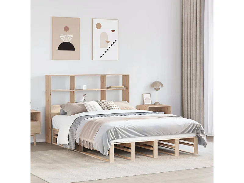 Massivholzbett mit Regal ohne Matratze 120x190 cm Massivholz