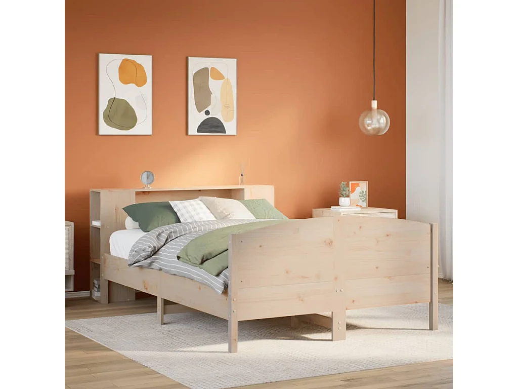 Cama com estante sem colchão 135x190 cm pinho maciço